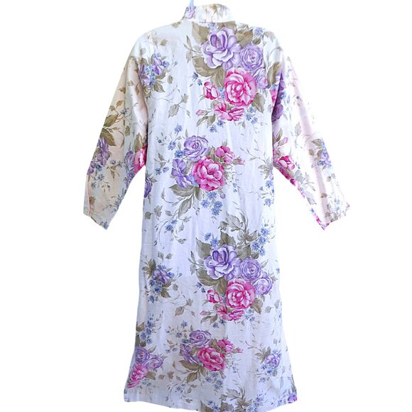 Vintage 70s Christian Dior Neiman Marcus Floral Cotton Muu Muu House Dress Maxi - Picture 2 of 8